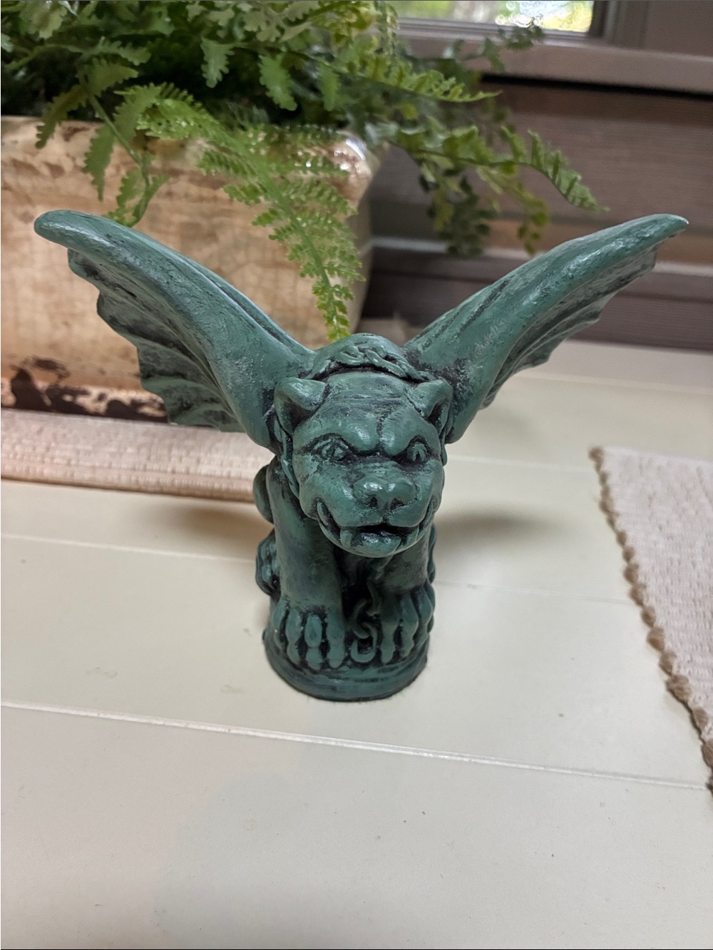 Verdigris Green Winged Gargoyle Accent Figurine - Home Accents Decor